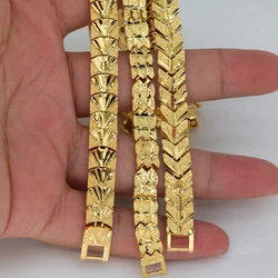 African Party Jewelry Gifts Ethiopian Jewelry Cuban Chain Bangle Dubai 24K Gold Color Various Shapes Bracelet for Men and Women