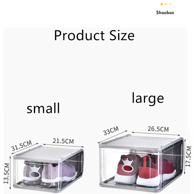 Large thickened transparent plastic shoe box, detachable folding shoe box storage artifact, dustproof shoe storage box2021