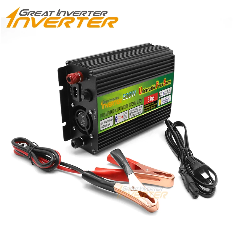 500W Off Grid Inverter with Charger, MAX 1000W UPS DC12V AC110V/220V Modified Sine Wave Power Inverter with charge function