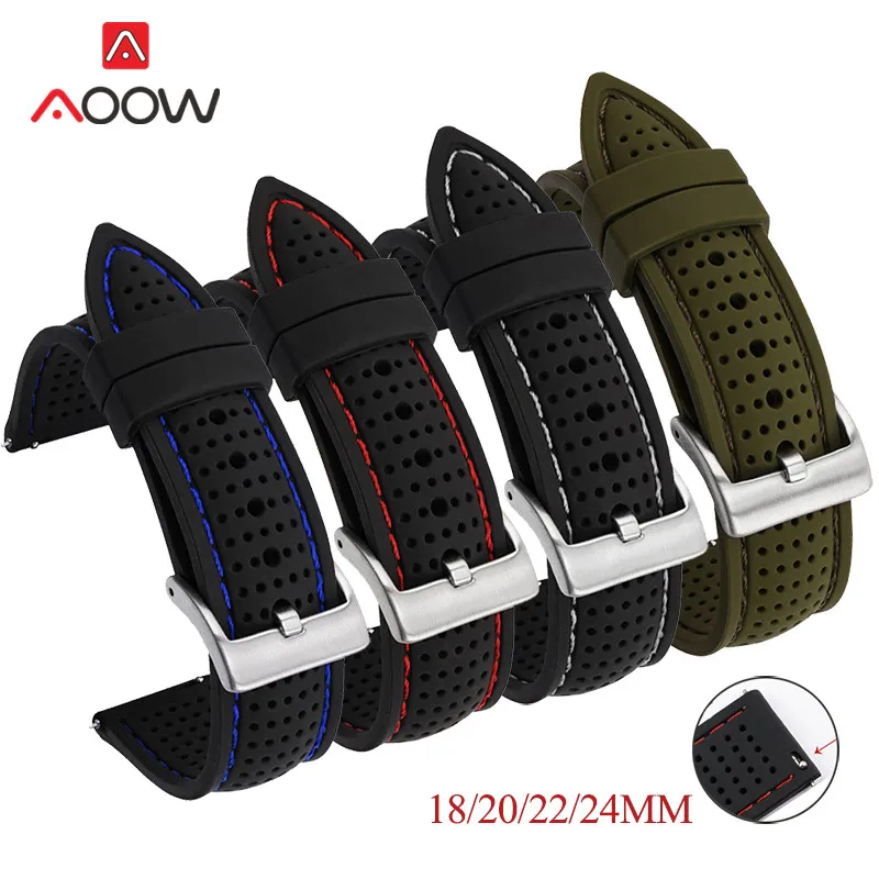 18mm 20mm 22mm 24mm Silicone Sport Strap Waterproof Men Replacement Band for Samsung Watch3 S3 Huawei Watch GT2 46mm Amazfit GTR