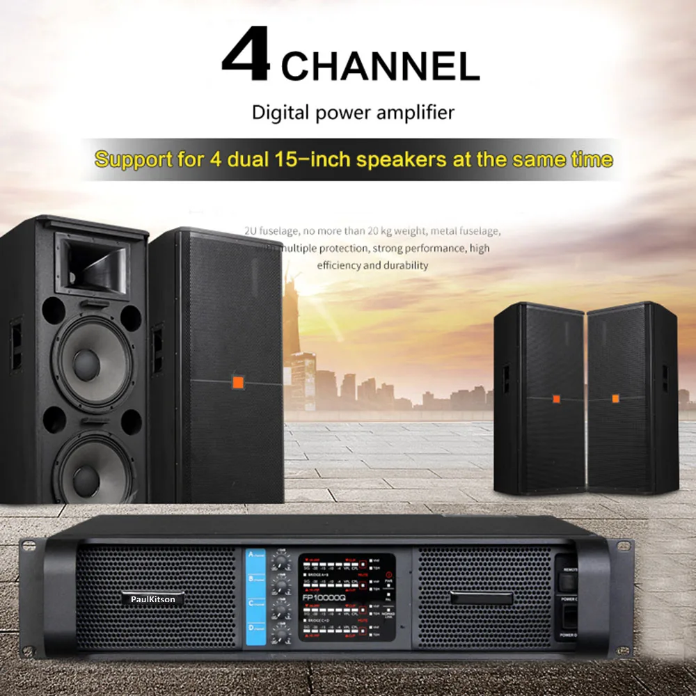 4ช่อง4X2500W FP10000q เครื่องขยายเสียงสายอาร์เรย์ระบบเสียง Professional Disco Dj Power Amplifier