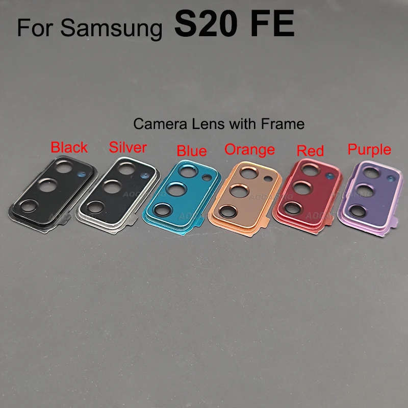 Aocarmo For Samsung Galaxy S20 FE Rear Back Camera Lens Glass With Frame Cover Sticker Replacement Parts