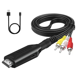 Adaptador convertidor de vídeo RCA AV CVSB a HDMI, Chip incorporado, Cable convertidor de vídeo HDMI, 1M/3,2 pies, 1080P, compatible con NTSC PAL para HDTV