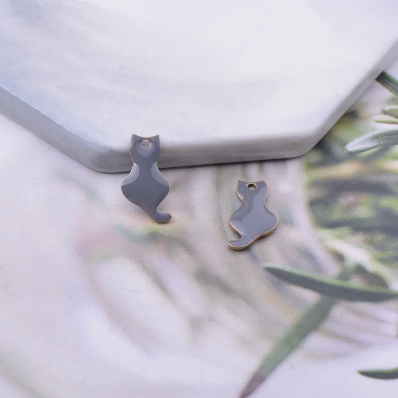 30 Stück 8*15mm Niedliche Beidseitig Emaillierte Katzenanhänger für Schmuckherstellung und Basteln DIY Mode Anhänger Armband Ohrring Charms – Detail 6