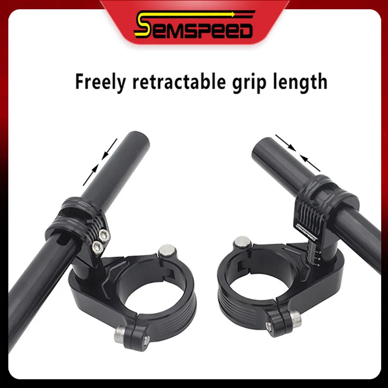 SEMSPEED Universal Motorcycle 48mm 51mm 53mm 58mm Adjustable Riser High Clip Ons Solid Handlebar Fork Tube Lift Clip on Top