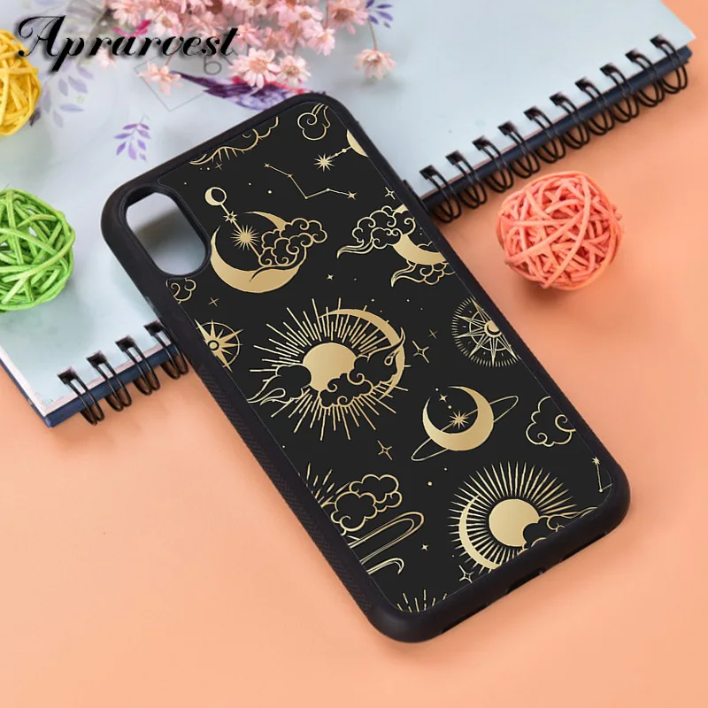 Aprarvest Sun Moon Stars Celestial Silicone Rubber Phone Case Cover For iPhone 6 6S 7 8 PLUS X XS XR 11 12 MINI PRO MAX