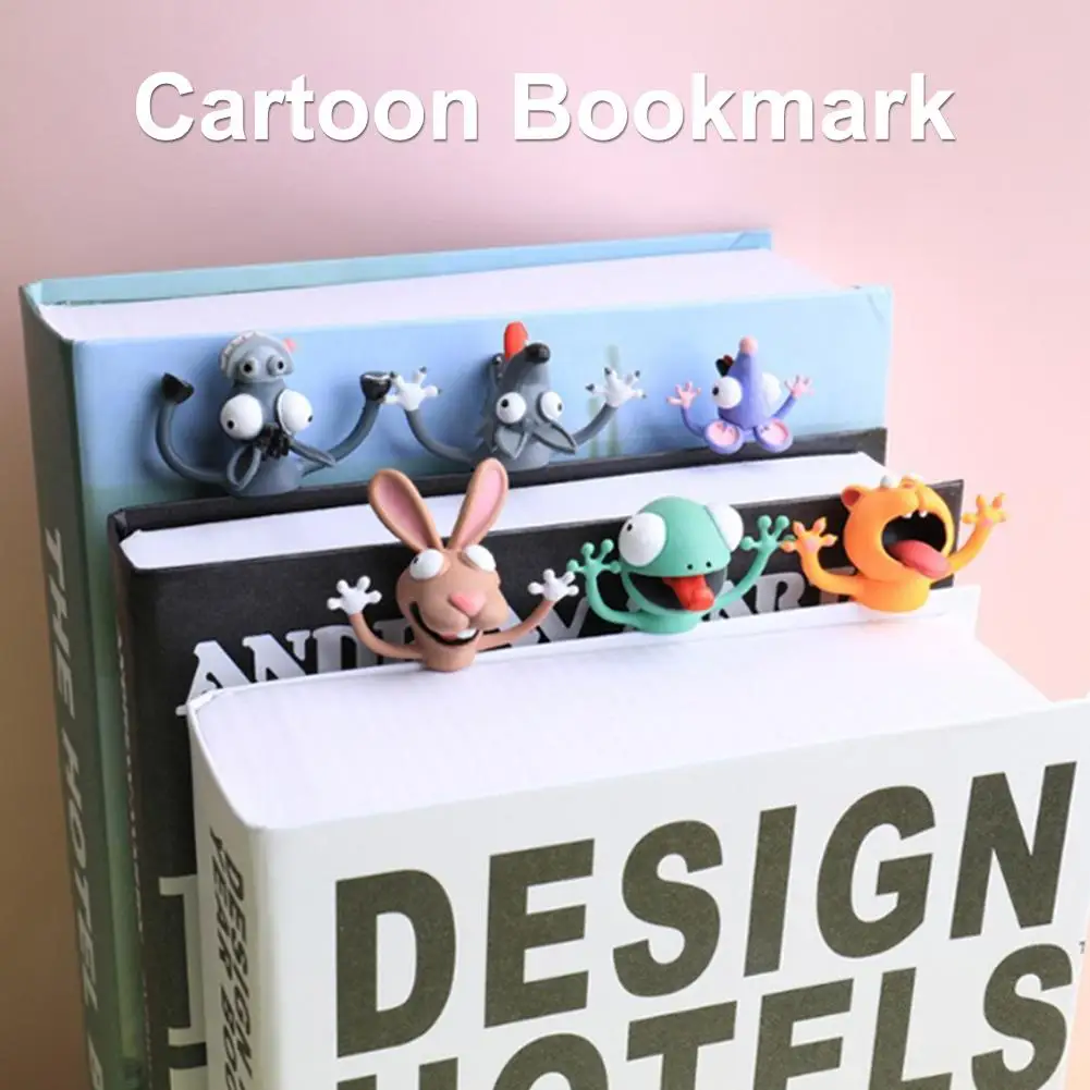 Kawaii 3D Animal Squashed Cat Rabbit Mouse Bookmarks Creative Wolf Book Marks For Kids Girl Gift Office School Kawaii Stationery