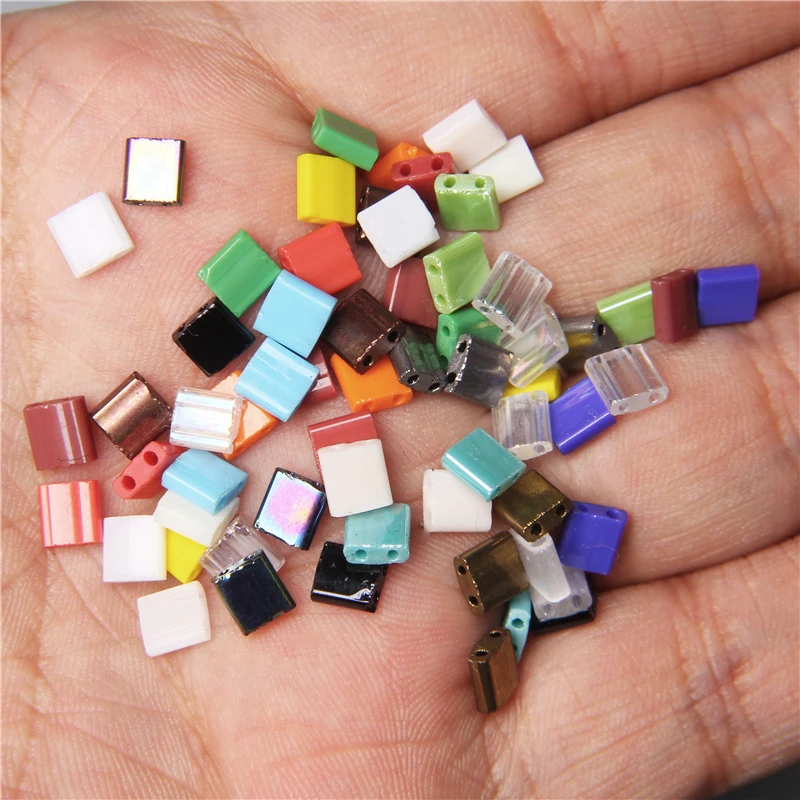 Cuentas cuadradas mezcladas de vidrio checo para fabricación de joyas, cuentas espaciadoras sueltas de Tila, accesorios para pulsera y pendientes, DIY
