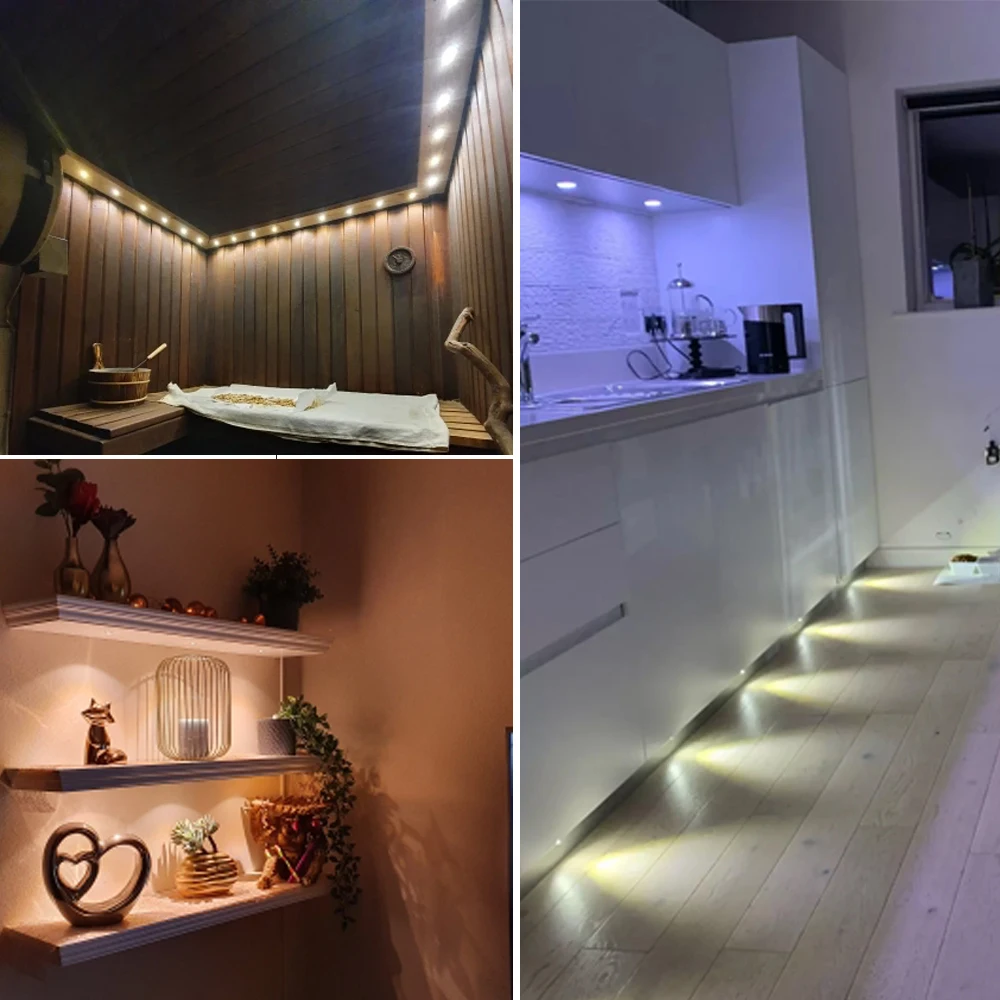 12V Mini LED Spot Downlights Dimmable Lamp Remote Control 1W Recessed Stair Ceiling Light Black White Silver Shell Cabinet Light