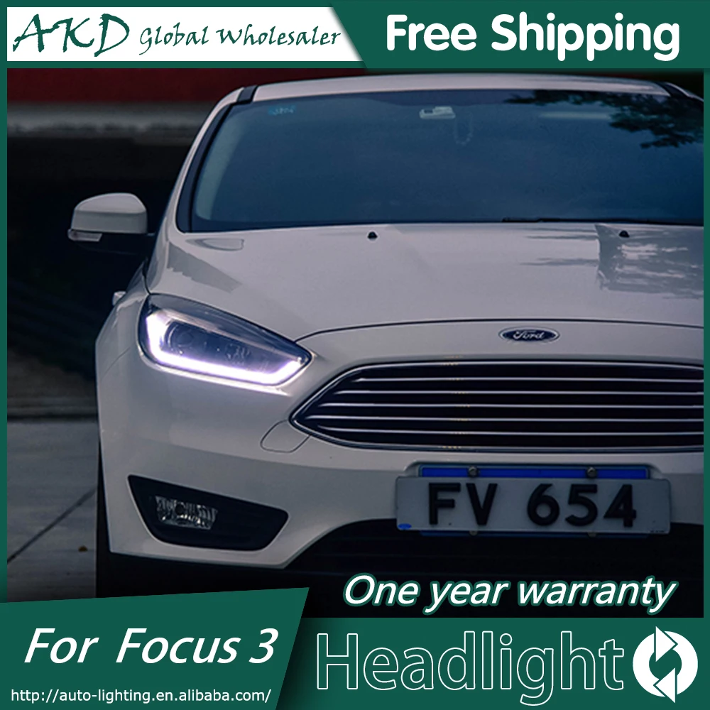 AKD Car Styling for Ford Focus 3 LED Headlights New2015-2018Focus LED Headlight DRL Bi Xenon Lens High Low Beam Parking Fog Lamp