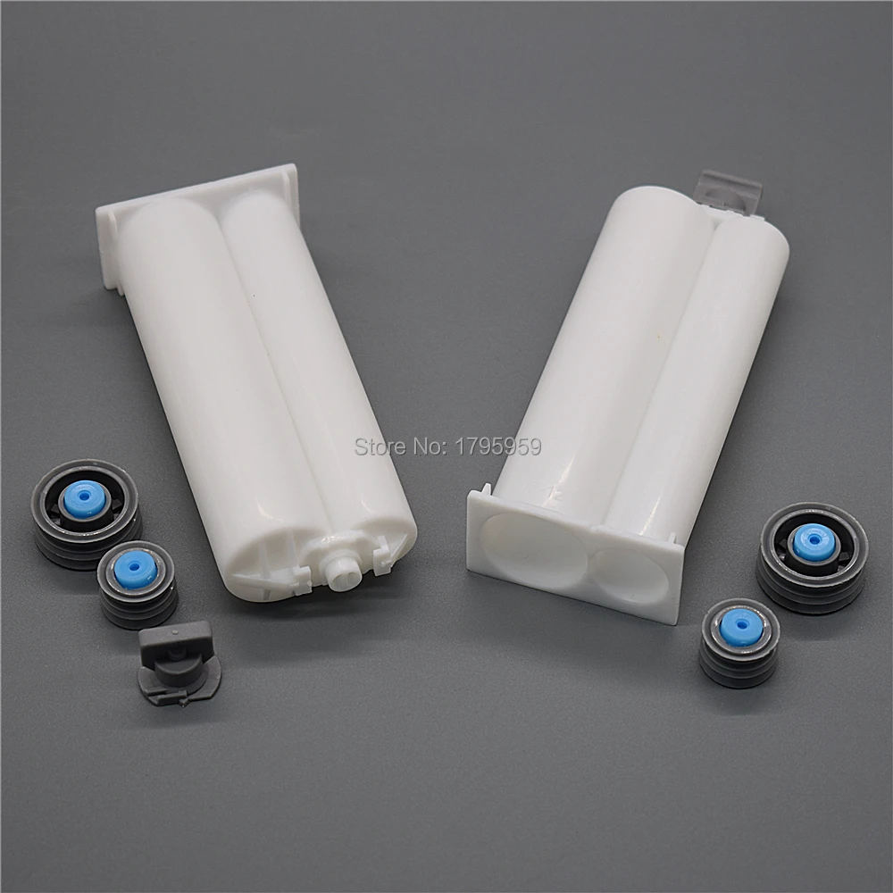 2pcs 50ml Cartridge 1:2 Empty Dual-Barrel AB Tube with Cap and Sealing Pistons Set for 50ml AB Glue Guns 1:2 Adhesives Dispenser