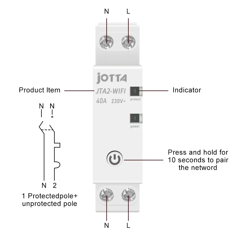 WiFi Circuit Breaker 1P 40A Tuya Remote / Voice Control Mit Alexa Und Google Hause