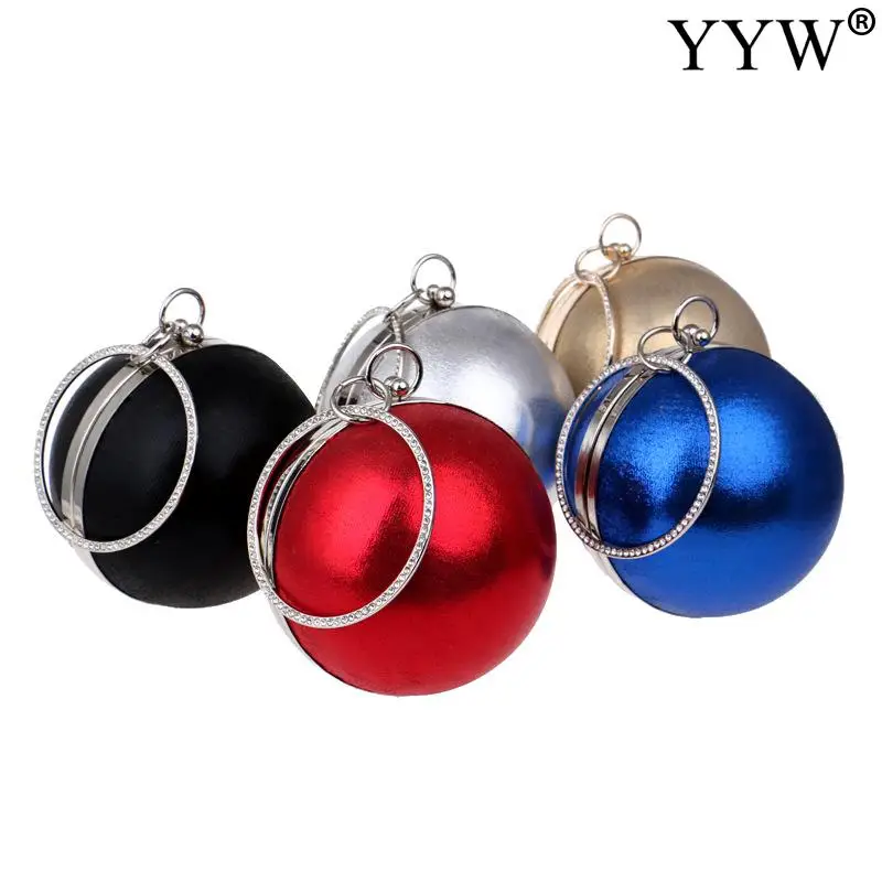 2022 Lovely Bag Round Shape Gold Silver Clutch Fashion Ball Evening Bags Red Black Handbags Women Handbag Wedding Bag Purse