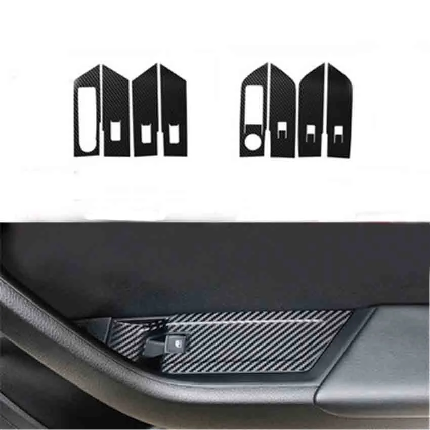 4pcs/Lot Car Stichers Carbon Fiber Grain Car Window Lift Ppanel Decoration Cover For 2016 2017 2018 Skoda Superb 3V3