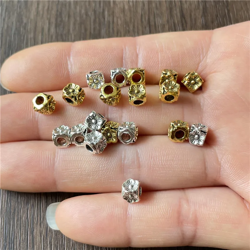 JunKang Metal cube Spacer Beads for DIY to make bracelets and necklaces connectors, wholesale jewelry alloys