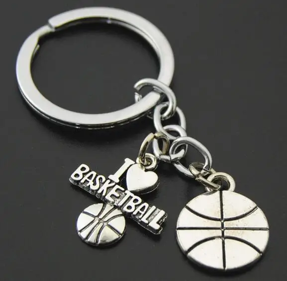 FREE SHIPPING BY DHL 100pcs/lot  New Football Basketball Keychains I Love Soccer Keyrings for Sports Gifts