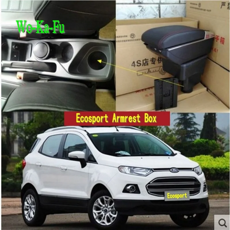 For Ford Ecosport Armrest Box Arm Elbow Rest Center Console Storage with Phone Charging USB Interface Cup Holder