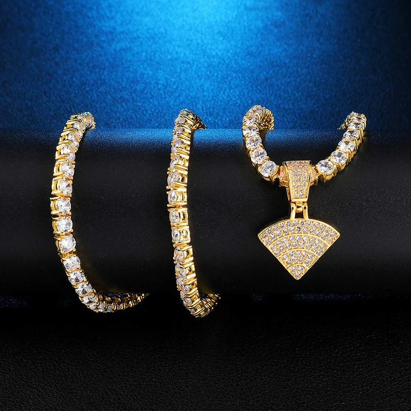 الهيب هوب مثلج خارج بلينغ واي فاي رمز زركون القلائد و المعلقات للرجال مجوهرات مع سلسلة تنس #5