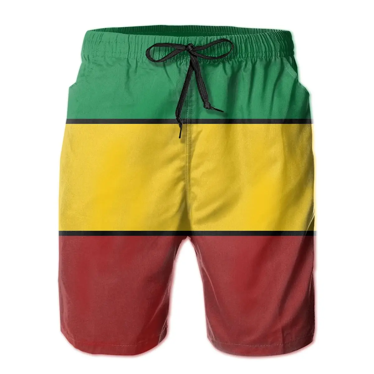 Hot Sale Beach Breathable Quick Dry Funny Novelty R333 running Green Yellow And Red Rasta Flag Hawaii Pants Beach Shorts