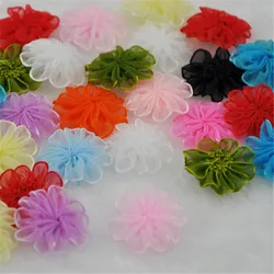 40pcs Organza Bowknot Girls Flower Rosette Bow Headwear Material DIY Garment Sewing Accessories A033