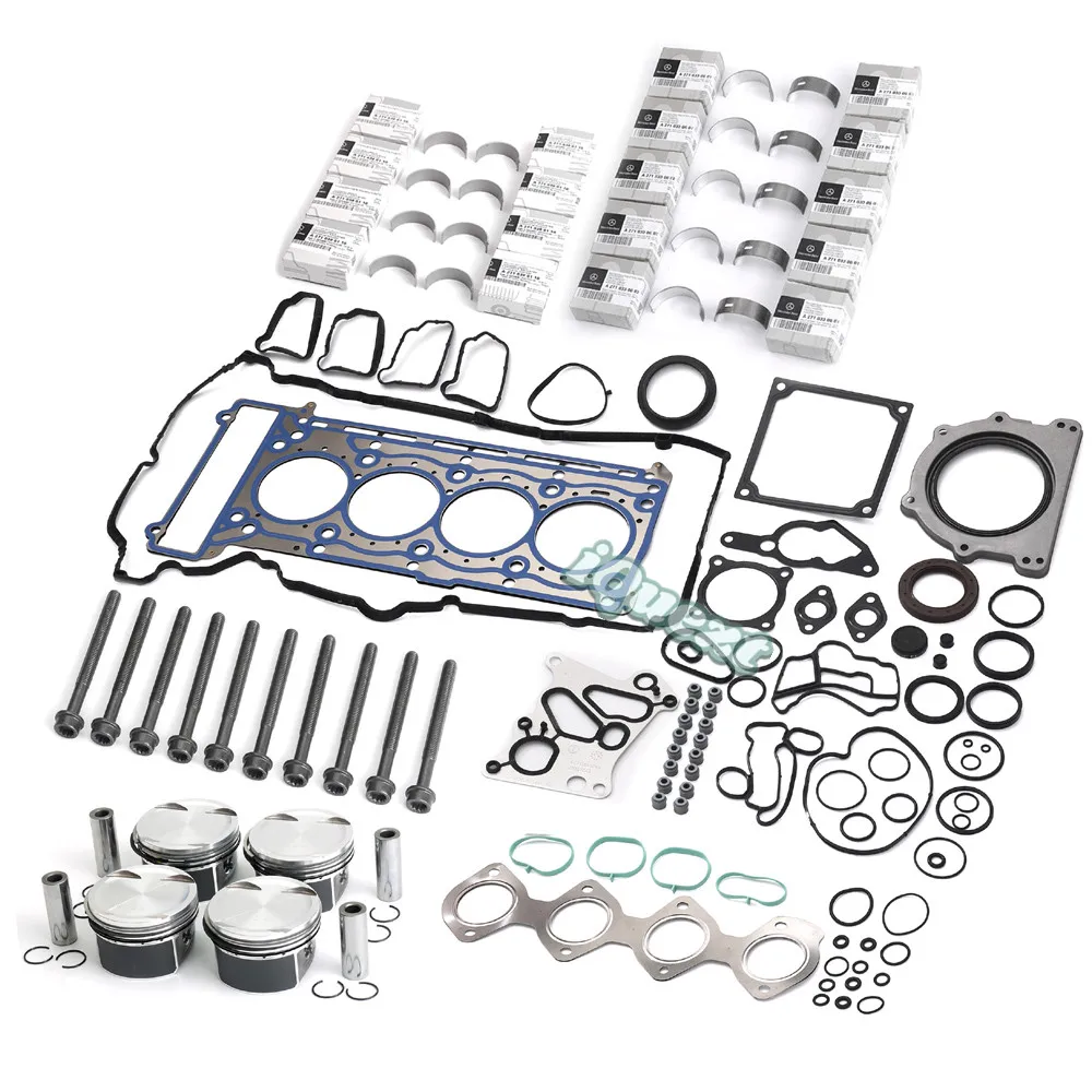 

Engine Overhaul Rebuild Kit Bearings Seals Gaskets Set for Mercedes-Benz SLK200 C230 W203 W204 W211 1.8 Supercharged 1796CC