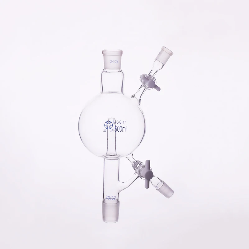 Solvent ball distillation head device 500ml,Female 24/29+14/23,Male 29/32+19/26,Double PTFE switch valve