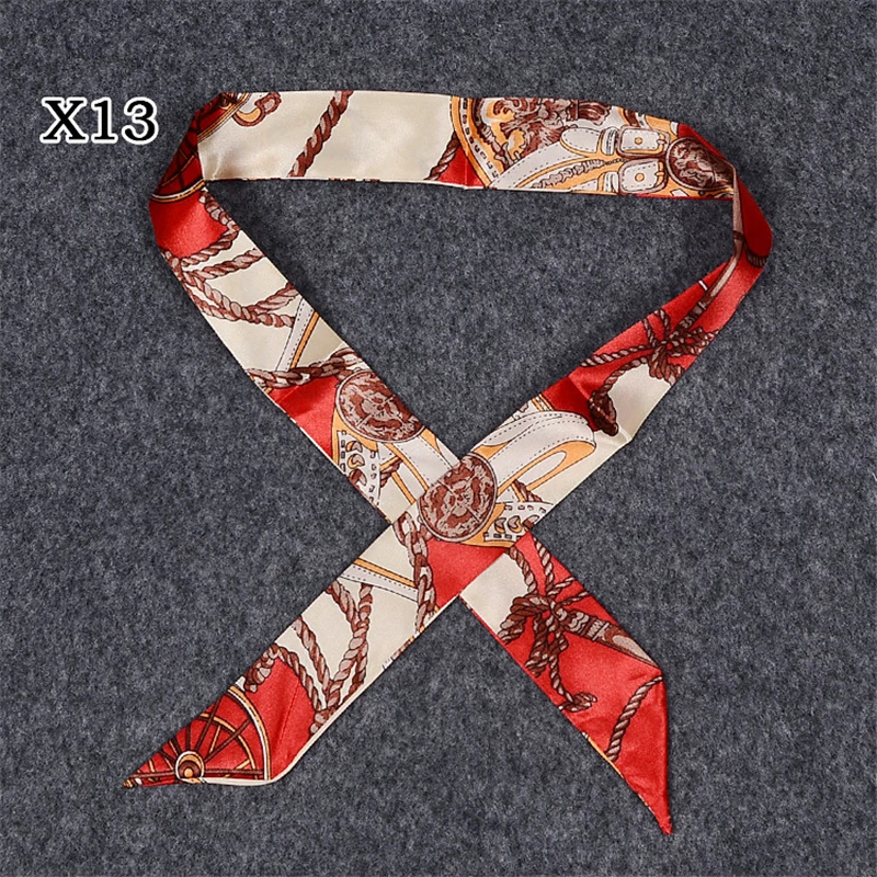 New Design Small Silk Scarf Women Luxury Goods Hair Band Tie Fashion Bag Handle Ribbon Skinny Scarves Women Head Scarf Kerchief