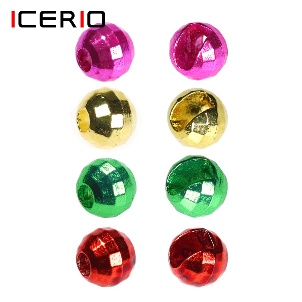 ICERIO 20PCS Diamond Faceted Slotted Disco Tungsten Beads Jig Hook Nymphs Scud Fly Tying Materials Fishing Accessories