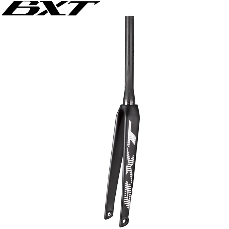 BXT 700C Carbon Road Fork, Thru Axle Internal Fork 100x12mm Disc Brake Bicycle Fork Fit Flat Mount