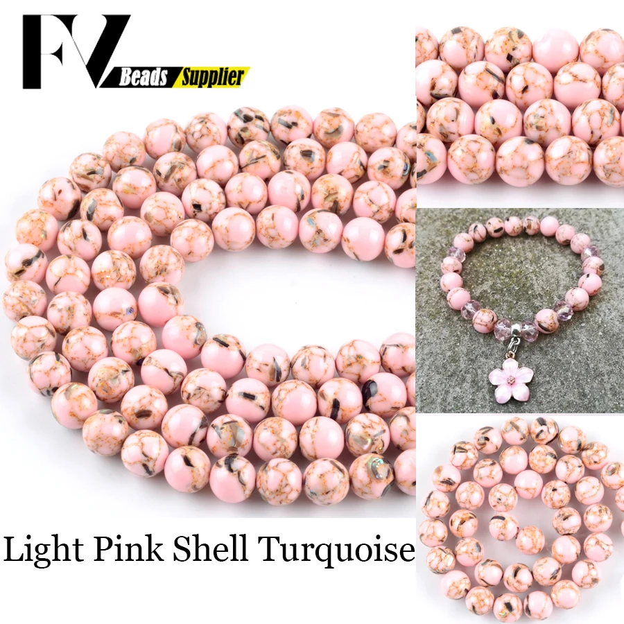 Perline di pietra turchese Howlite rosa chiaro naturale per creazione di gioielli 4mm-12mm perline distanziate allentate rotonde misura collana