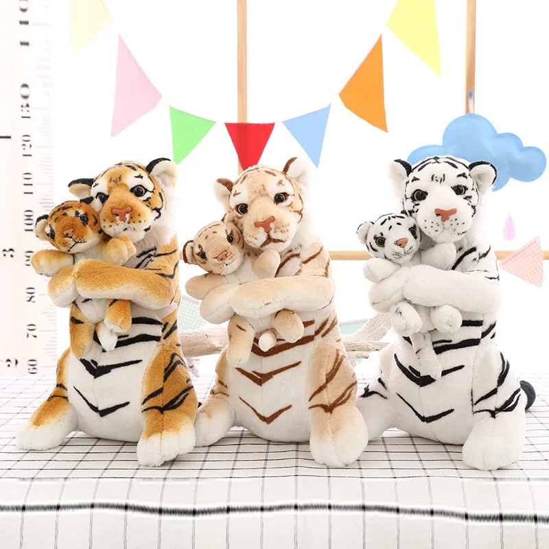 

50 CM Mother and Son Tiger Plush Toys Stuffed Animal Plush Doll Simulation Child Kid Tiger Toys Lifelike Tiger Real Life Plush