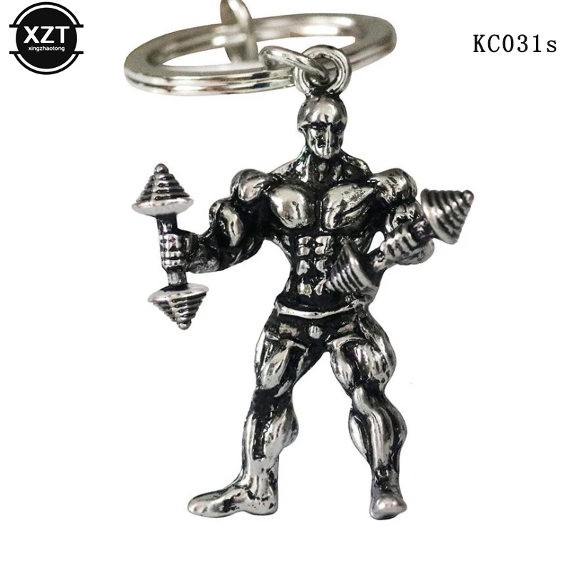 Strong Man Dumbbell Keychain Men Fitness Bodybuilding Key Chains For Car Wallet Keys Ring Sports Men Hip Hop Jewelry Gym Gifts