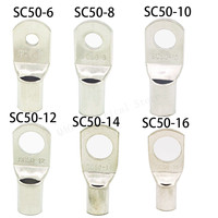 10PCS/5PCS SC50-6 50-8 50-10 50-12 Copper Cable Lug Kit Bolt Hole Tinned Cable lugs Battery Terminals copper nose Wire connector