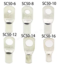 10PCS/5PCS SC50-6 50-8 50-10 50-12 Copper Cable Lug Kit Bolt Hole Tinned Cable lugs Battery Terminals copper nose Wire connector