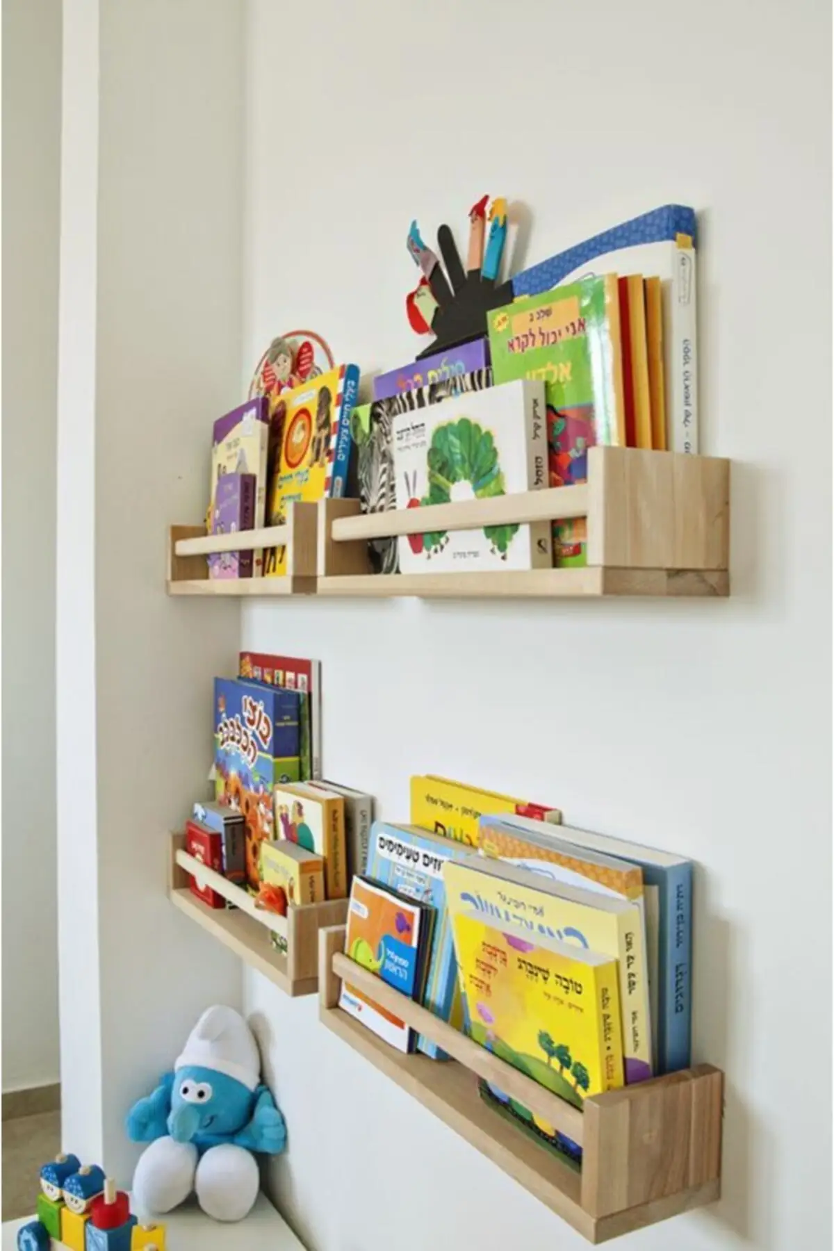 Montessori Bookshelf Child Room Wall Rack Wood Bookcase Bookshelf 4 Pcs