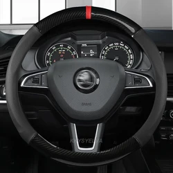 Car Steering Wheel Cover for Skoda Octavia A5 A7 Rapid Spaceback Fabia Kodiaq Superb YETI Karoq Kamiq 2005-2019