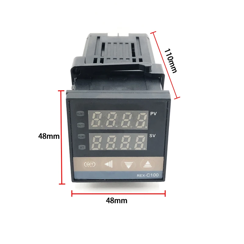 Termostato Digital de REX-C100, controlador de temperatura PID, salida SSR + relé SSR Max.40A + sonda termopar K, disipador de calor 0-1300C