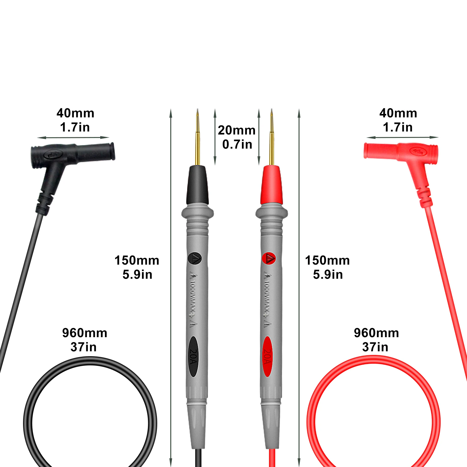 1 paio di puntali per Test della sonda di linea in Silicone Pin per multimetro digitale punta dell\'ago Tester del Tester penna del filo di piombo