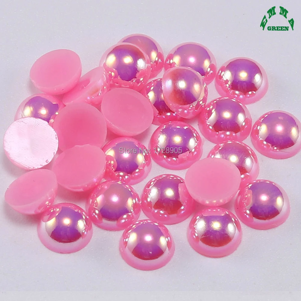 Pearls for Nail Decorations rose pink ab Half Pearls 2mm to 14mm Nails Art Pearl for 3D Nail Art Decoration Flatback Pearls Gems