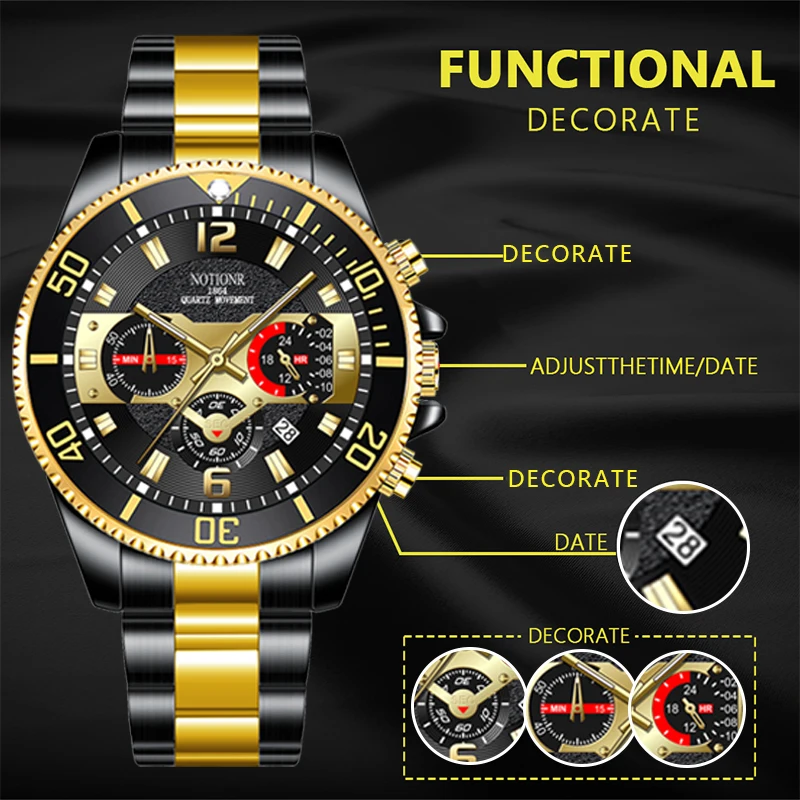 Fashion Mens Stainless Steel Watches Luxury Men Sport Waterproof Quartz Wrist Watch Man Business Leather Watch relogio masculino