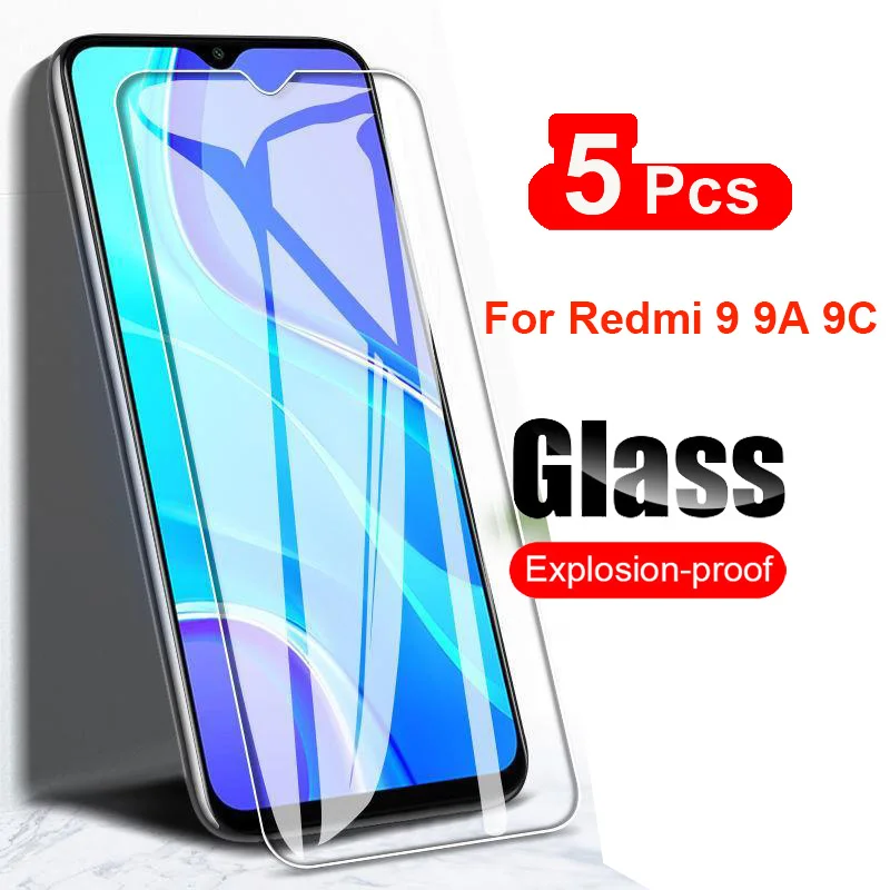 5Pcs Tempered Glass For Xiaomi Redmi 9 9A 9C 9T Screen Protector Film For Xiaomi Redmi 9T 9A 9 ShockProof Glass Guard Clear