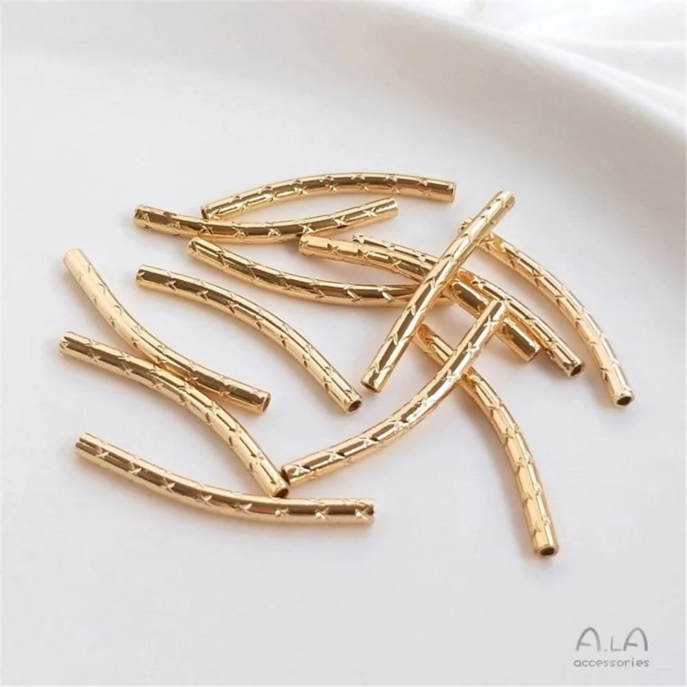 14K Gold Plated Cut facet facet bend tube S-shaped tube DIY handmade bracelet string first accessory material