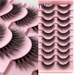 NEW 10 pairs Handmade 3d mink lashes short False Eyelashes Cross Messy Dense Natural Eye Lashes Stage Makeup False Eyelashes H13