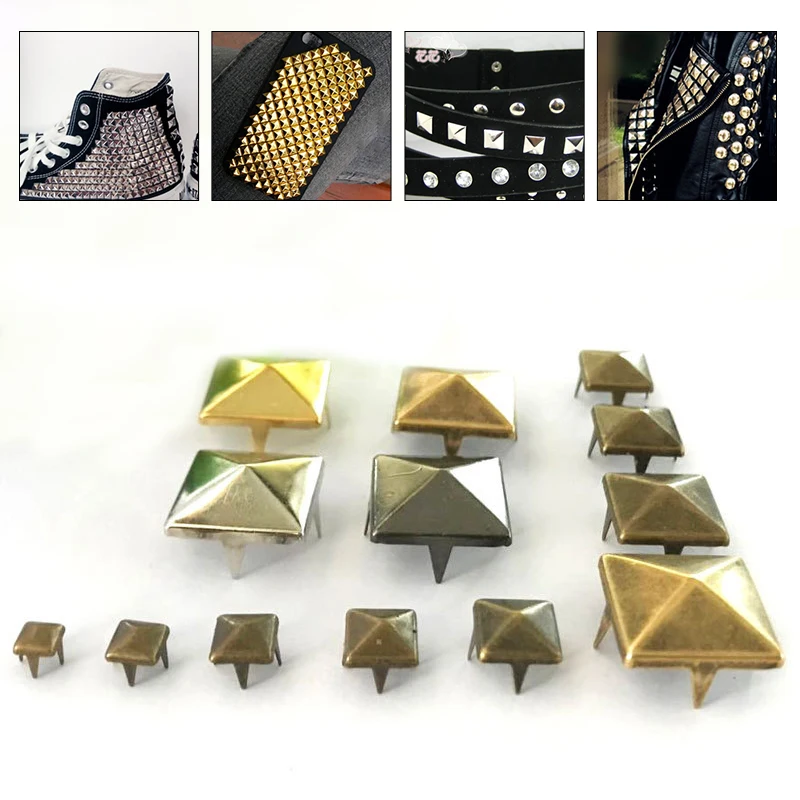 NUBECOM Square Rivets for Leather Garment, DIY Decoration, Rivets, Garment Sewing, Punk Accessories, Rivet Tool, 50Pcs