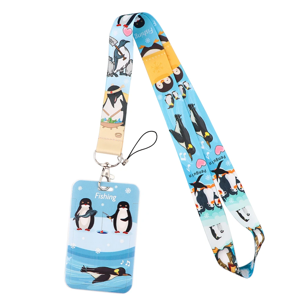 Flyingbee X2288 Penguin Panda Chili Lanyard Card ID Holder Car KeyChain ID Card Pass Gym Phone Badge Kid Key Ring Holder Jewelry