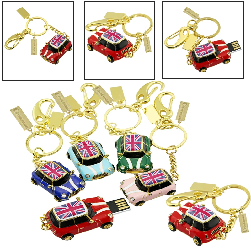 Pen Drive Mini Red Cooper Car USB Flash Drive 8GB USB 2.0 Flash Memory Stick Disk 16GB Pendrive 32GB Pendriver Keychain Gift