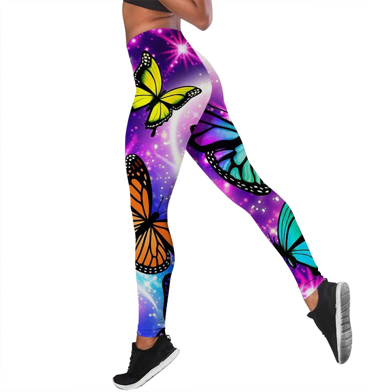 CLOOCL Women Leggings Beautiful Butterfly Printed High Waist Elasticity Legging 3D Animal Fitness Pant for Female Jogging Pants