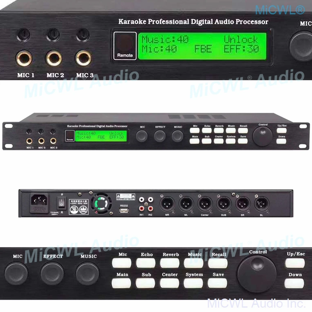 KX200 Professional Audio Microphone Sound Digital Effects Processor Controller System Equipment Effector 3 Mics Channel