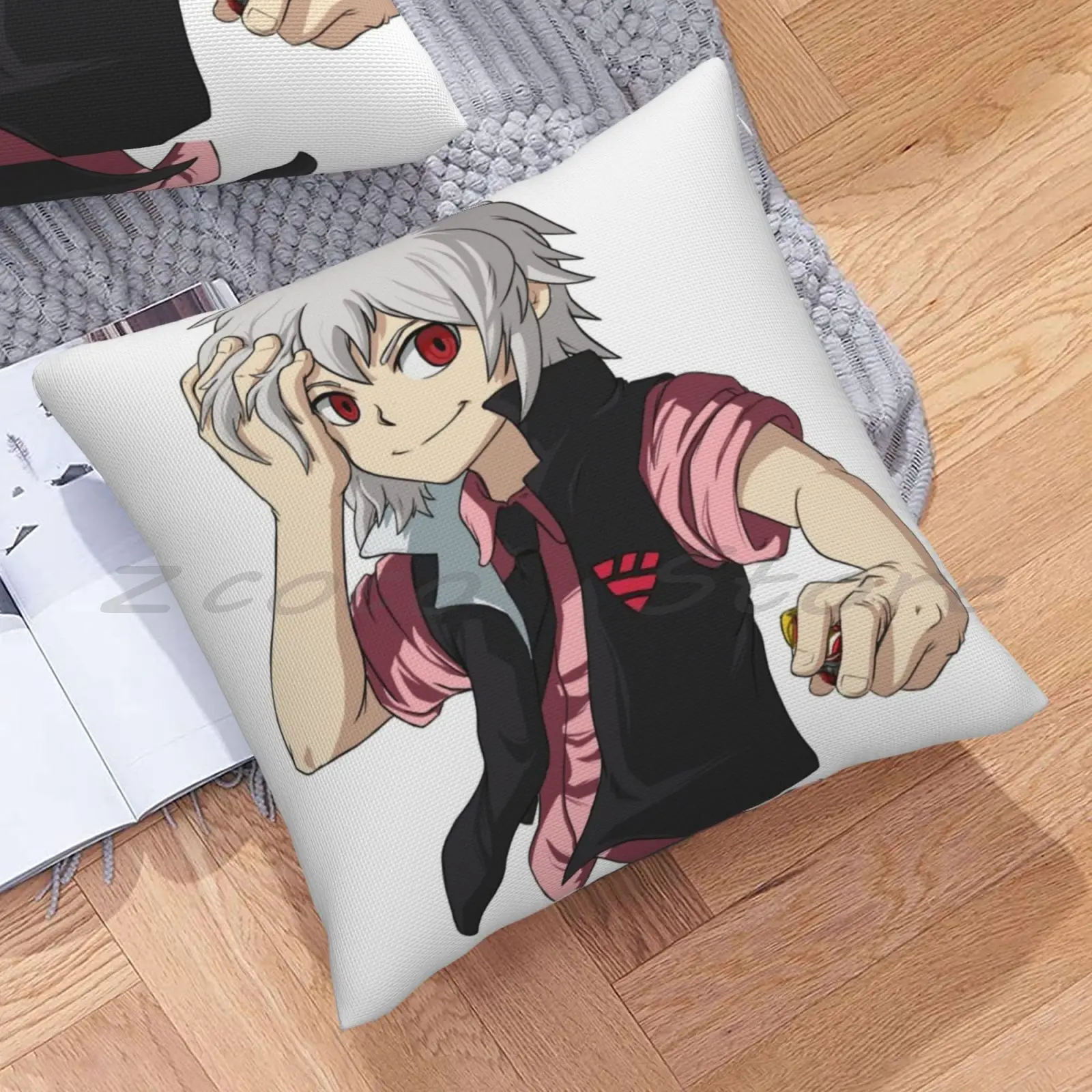 Shu Kurenai ( No Background ) From Beyblade Burst Print Customize Pattern Flax Plush Velvet Fabric Pillow Case Shu Kurenai