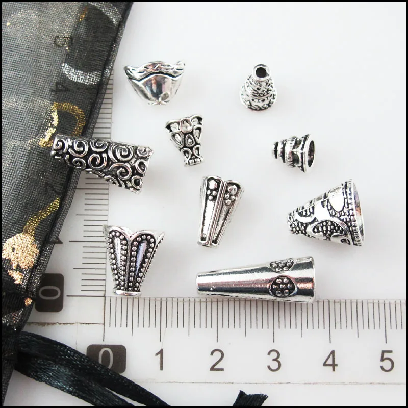 Fashion New Flower Clouds Cone Conic Connectors Tibetan Silver Plated End Bead Caps